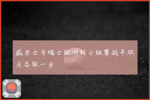 威尔士与瑞士欧洲杯小组赛战平双方各取一分